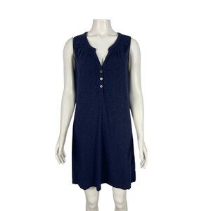 Lilly Pulitzer Sleeveless Essie Dress Medium Navy Blue Shift Short Button